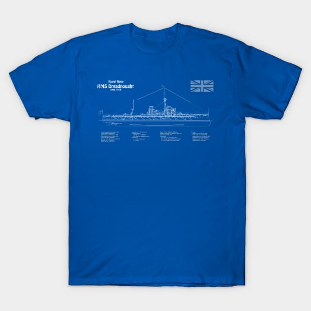 HMS Dreadnought ship plans - AD T-Shirt by SPJE Illustration Photography